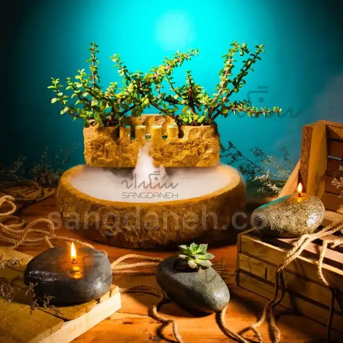 آبنما خانگی AB125 همراه با گیاه خرفه ای و مه ساز