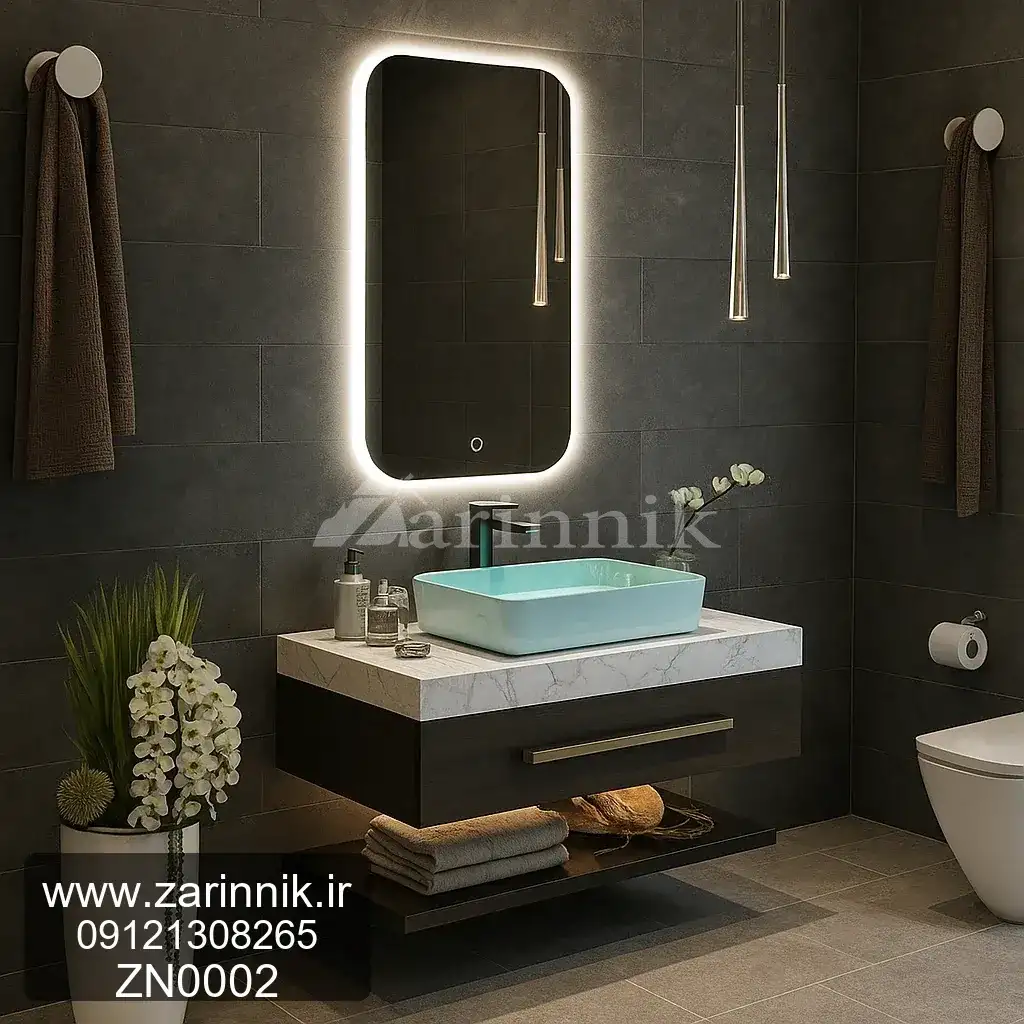 روشویی سرامیکی مدرن سفید قهوه ای زرین نیک کد ZN0002
