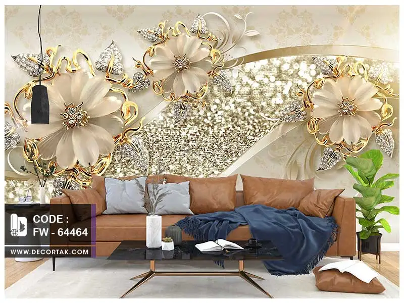 پوستر دیواری سه بعدی طرح گل کد FW- 64464