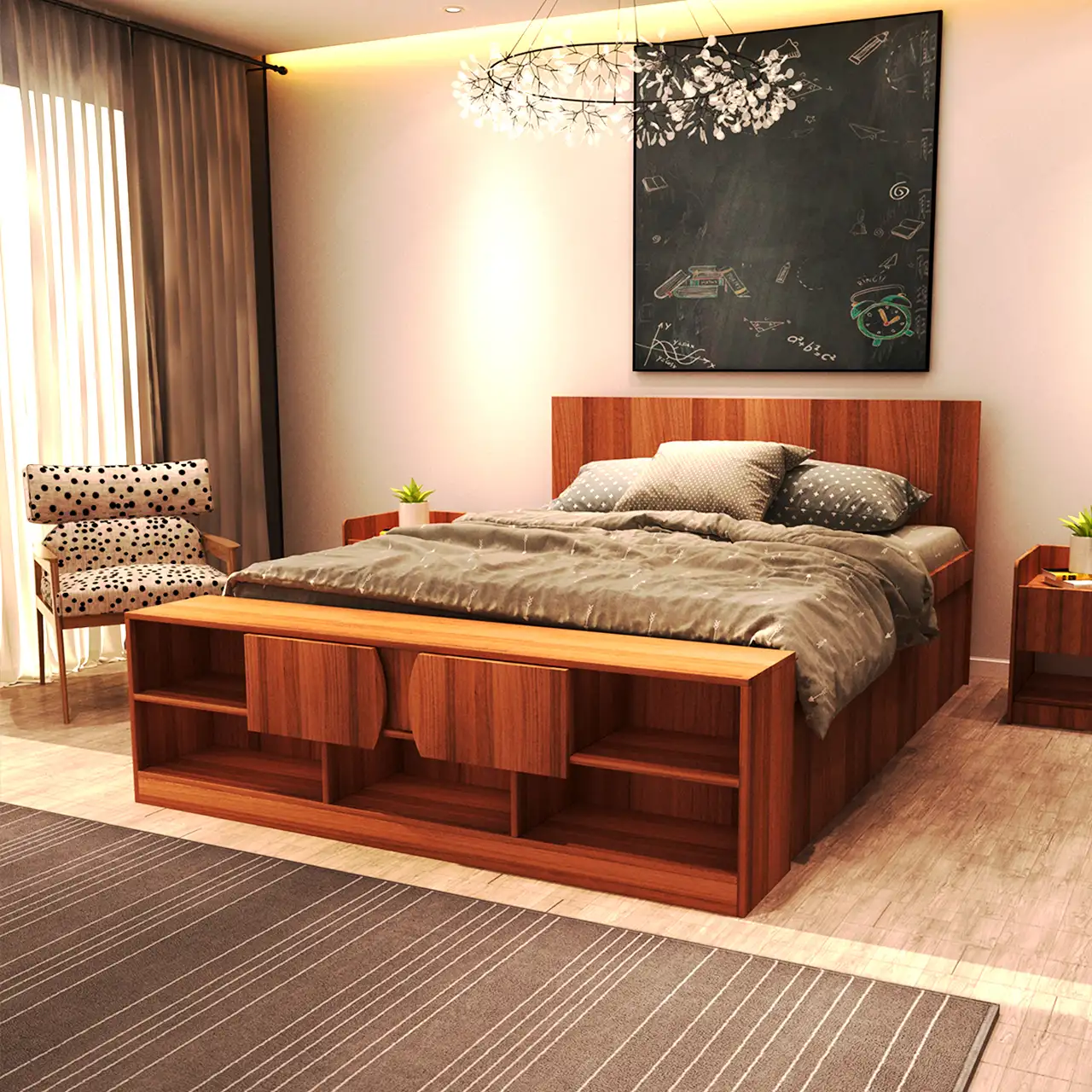 تخت خواب دونفره اعیان مدل FH417 سایز 160×200 سانتی متر