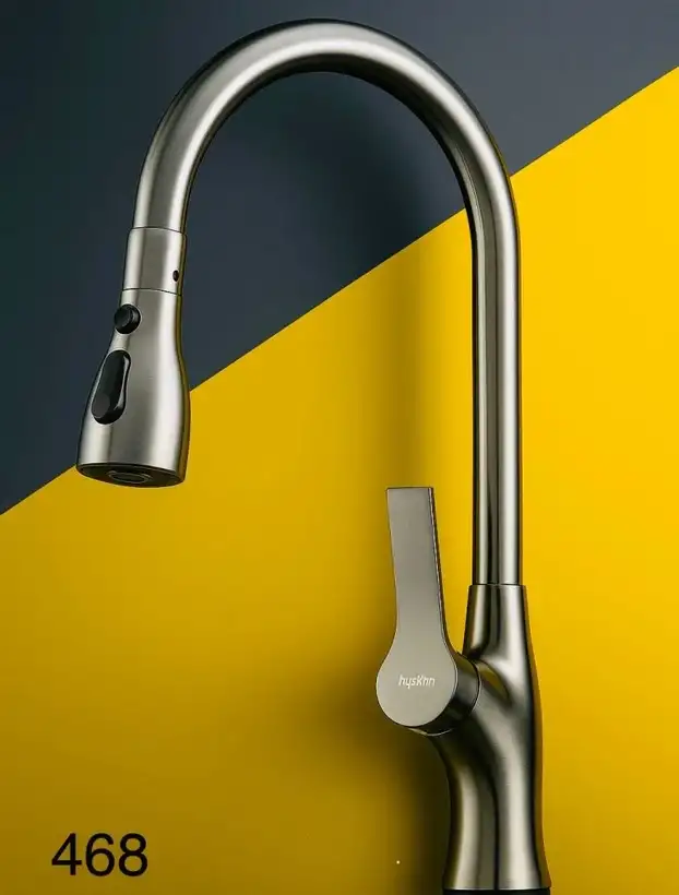 شیر ظرفشویی شاوری Hyshin مدل 468 | شلنگ 60 سانت + سه حالت پاشش آب (نرم، قوی، اسپری)