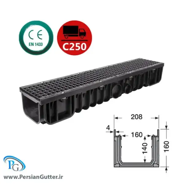 گاتر با درپوش چدنی مشبک با ابعاد 16*20.8 سانتی متر__ انواع گاتر در پرشین گاتر