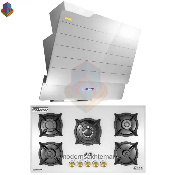 هود و اجاق گاز صفحه ای درخشان مدل نوت سفید G623