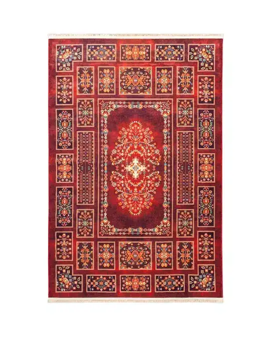فرش ماشینی سنتی طرح 25CS0210 عنابی 1000 شانه
