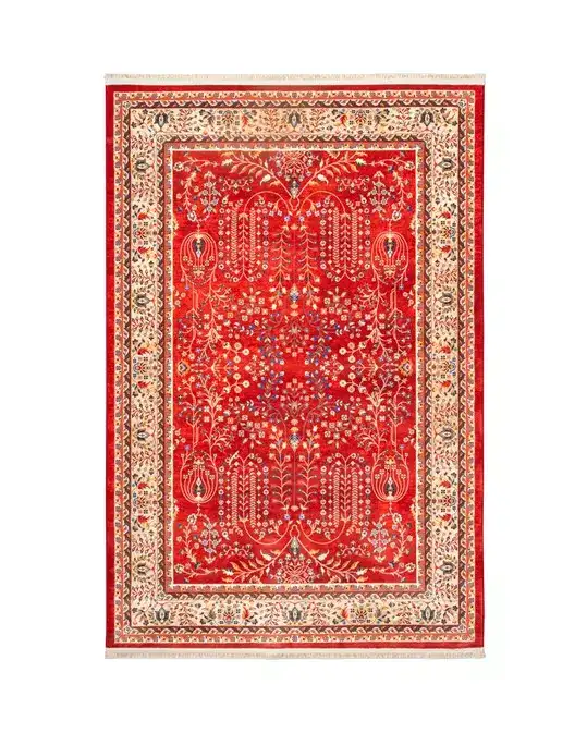 فرش ماشینی سنتی طرح 25CS0270 زرشکی 1000 شانه