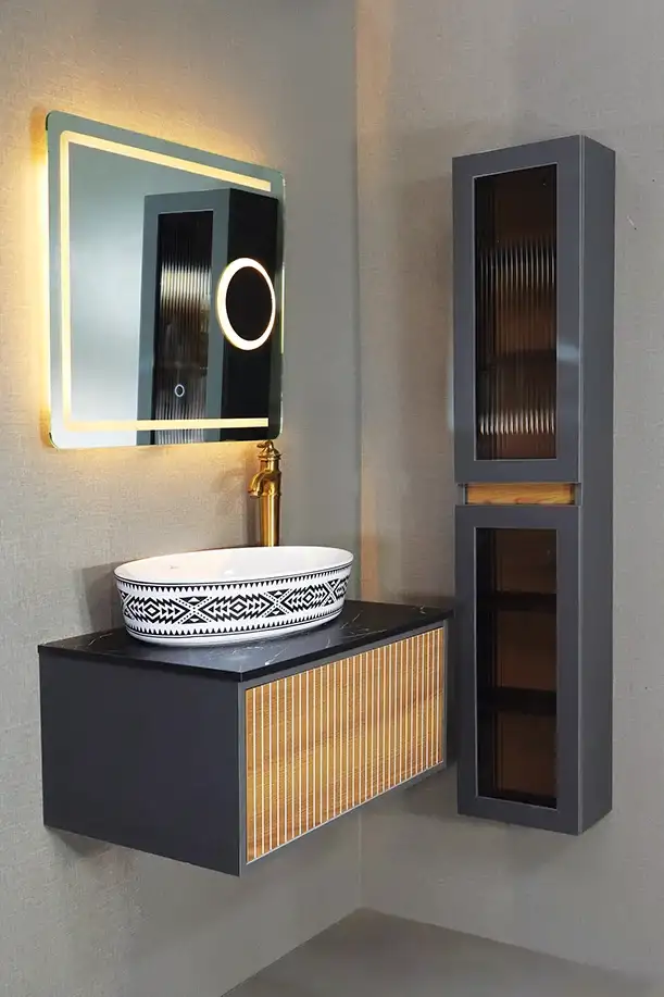 روشویی کابینتی PVC و ترموود دارای باکس کد 14