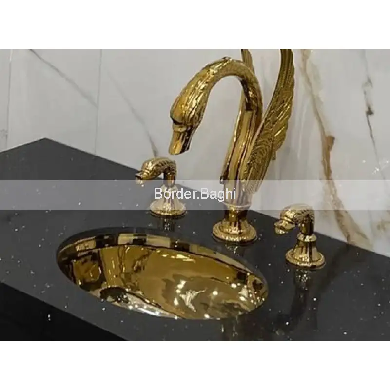 کاسه روشویی مدل بیضی زیر سنگی طلایی – کد 099