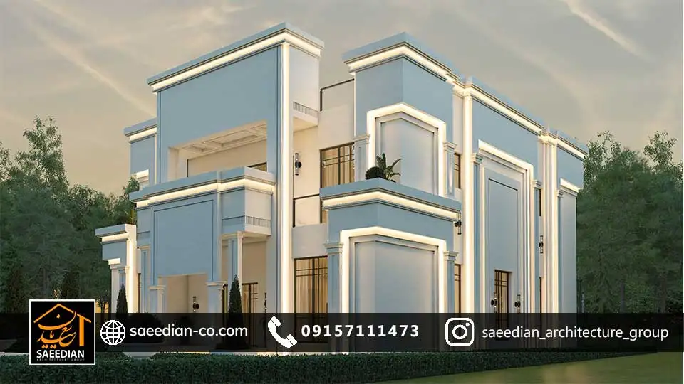 طراحی داخلی و نمای ویلای مدرن در گلبهار