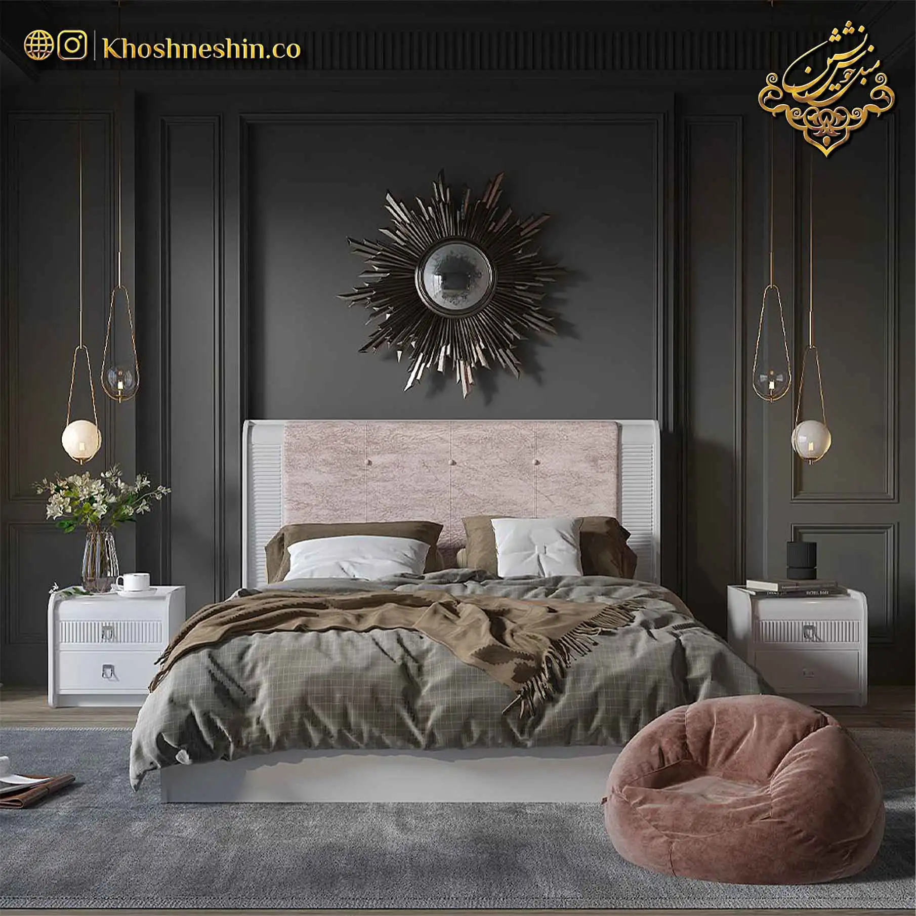 تخت خواب دو نفره آویسا سفید