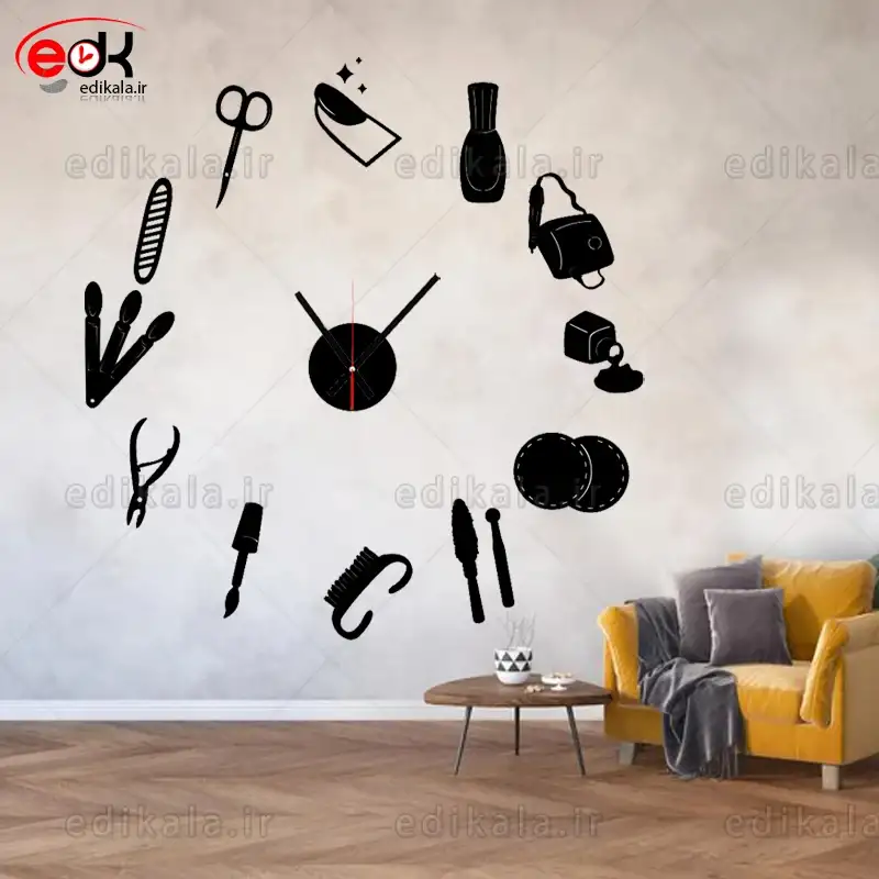 ساعت دیواری فانتزی طرح کاشت ناخن شماره 2 در پنج رنگ __ تولید تابلوهای نئون و چلنیوم