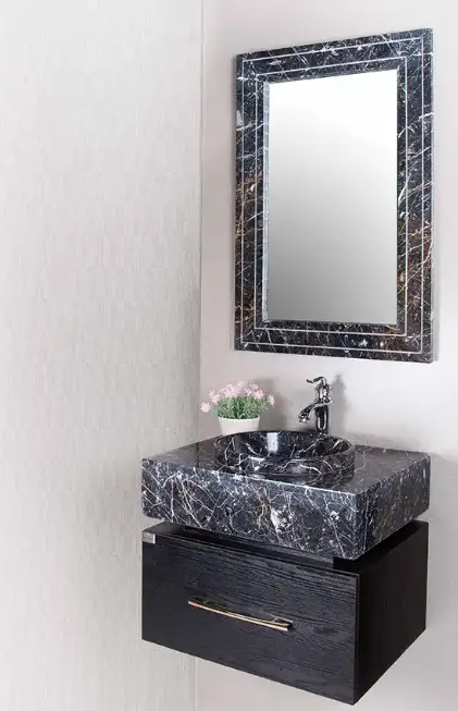 روشویی کابینتی سنگ طبیعی 3D بلک کد 74