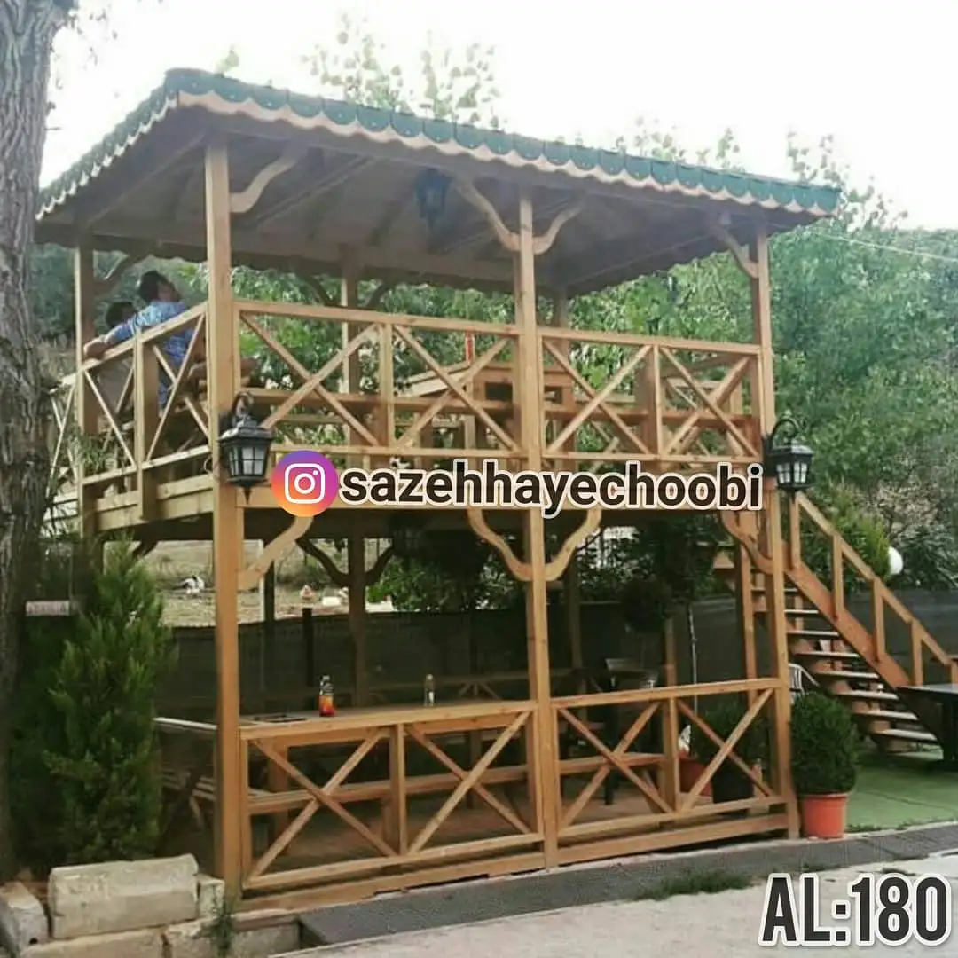 آلاچیق دوطبقه تمام چوب