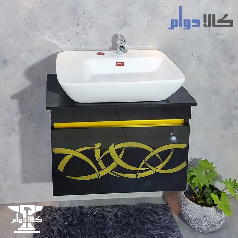 روشویی کابینتی مشکی طلایی