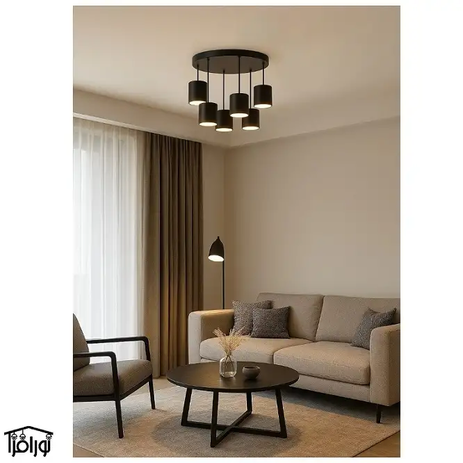 لوستر 6 آویز آلوا (کد R61010) __ طراحی و تولید محصولات روشنایی دکوراتیو
