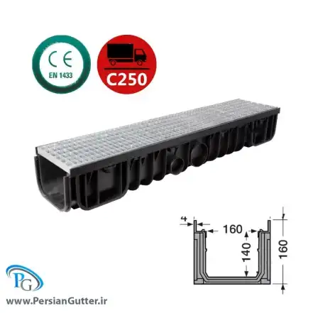 گاتر با درپوش گالوانیزه مشبک با ابعاد 16*20.8 سانتی متر__ انواع گاتر در پرشین گاتر