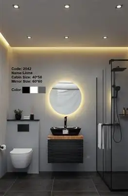روشویی کابینتی pvc دیواری لیونا مشکی 60