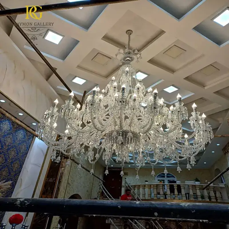 لوستر نقره‌ای باکارات چند طبقه ریسه ای (65 شاخه) __ نوری باشیم بر تاریکی دنیای دوست داران زیبایی