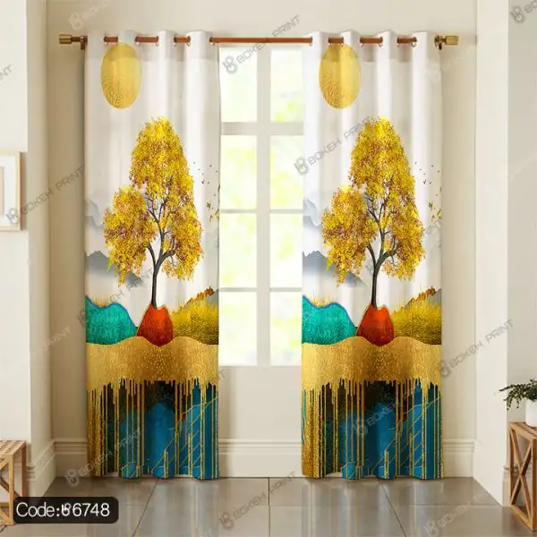 پرده طرح درخت طلایی کد 6748