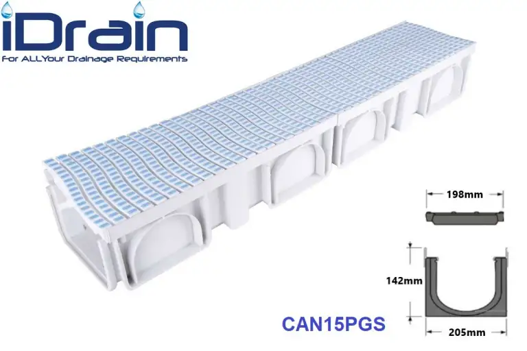 گاتر با گریل استخری مدل CAN15PGS __ گروه ایران درین تولید کانال پیش ساخته وگریتینگ