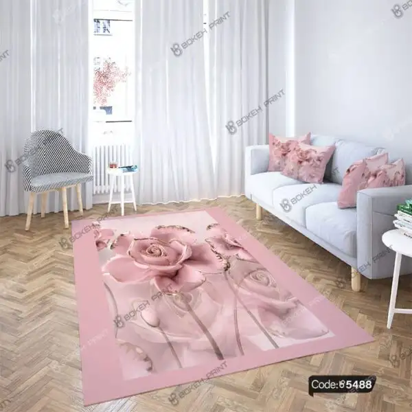 فرشینه چاپی طرح گل سه بعدی کد 5488
