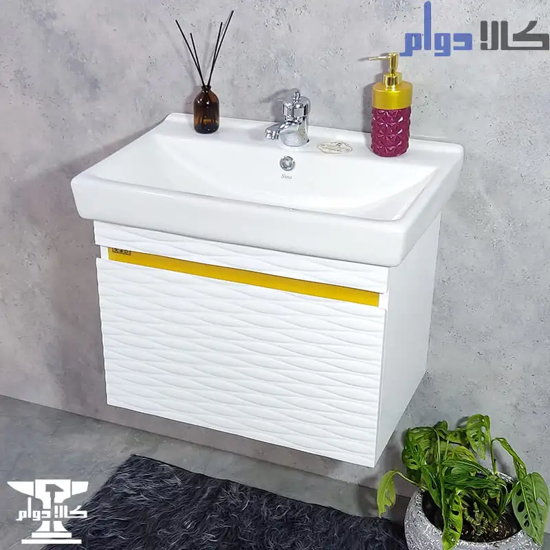 روشویی کابینتی آنتیک | سفید و طلایی