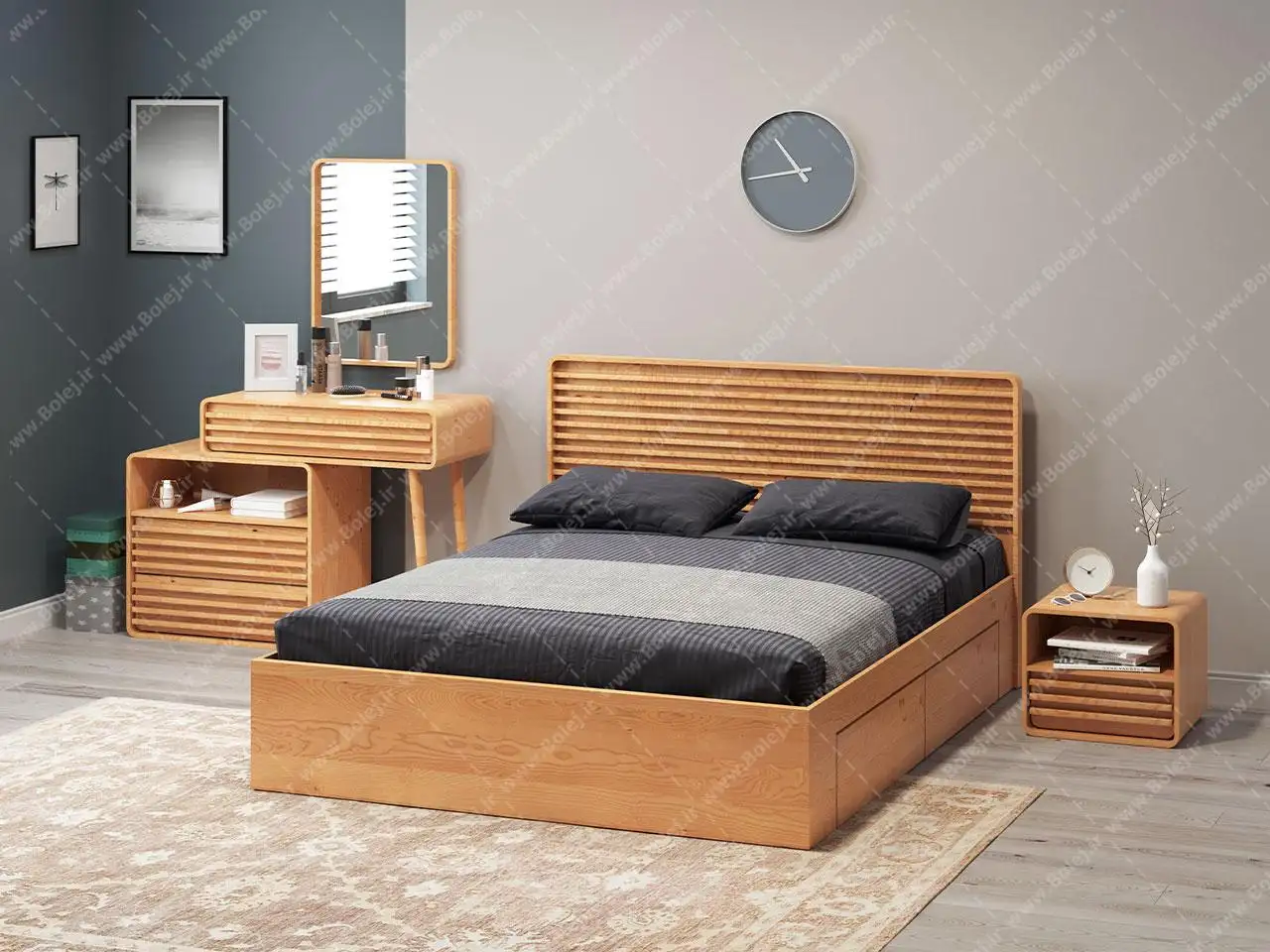 سرویس خواب چوبی مدرن دونفره HF511