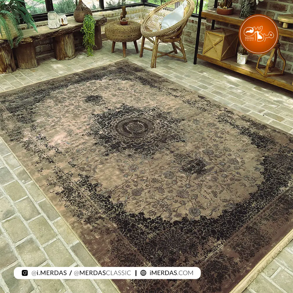 فرش کهنه نما 300610 زمینه خاکستری