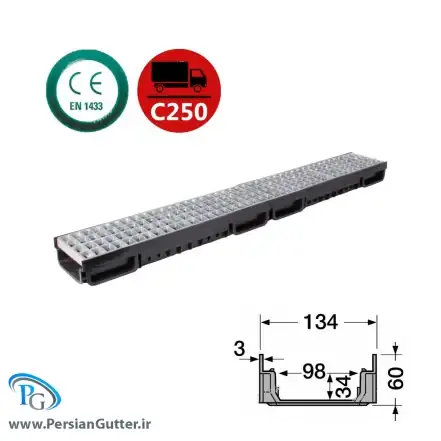 گاتر گالوانیزه شیاری 6*13.4 سانتی متر__ انواع گاتر در پرشین گاتر