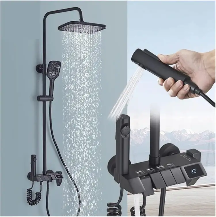 علم دوش دیجیتال پیانویی Hyshin 8099 | تجربه حمام لوکس با کنترل هوشمند دما + نمایشگر LED