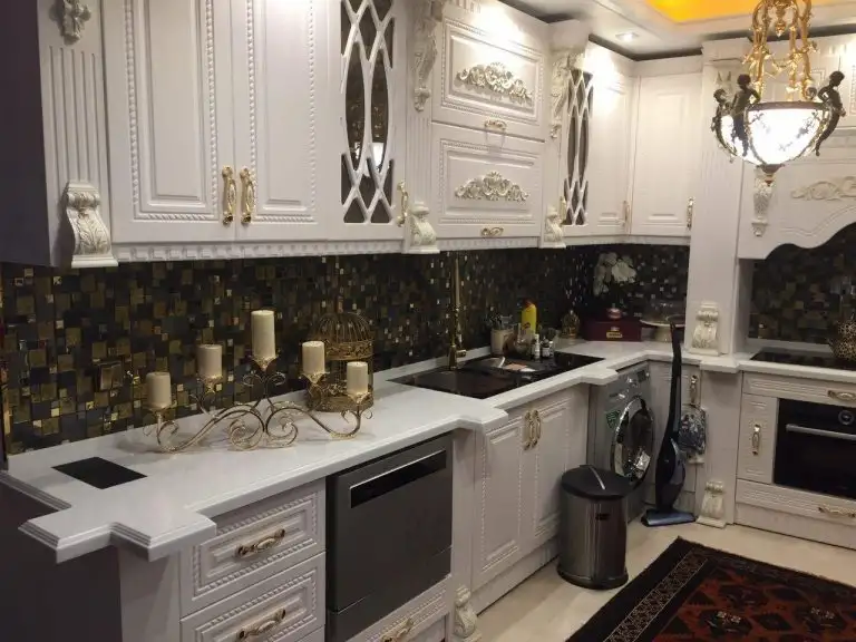 کاشی بین کابینتی پشت توری مشکی طلایی 30 سانتی کد 12423