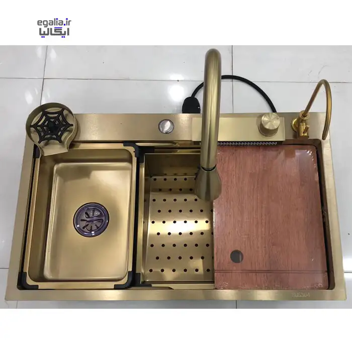 سینک ظرفشویی آبشاری طلایی