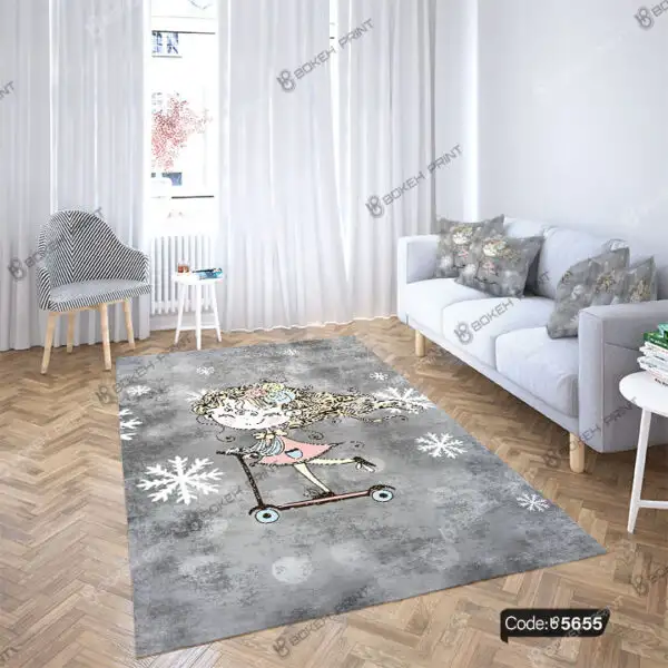 فرشینه چاپی طرح دختر اسکیت سوار کد 5655