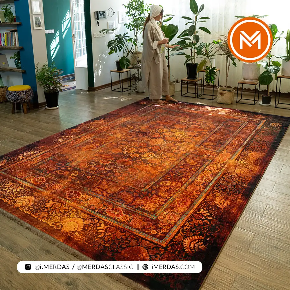 فرش کهنه نما کد 809035 زمینه تمام رنگ
