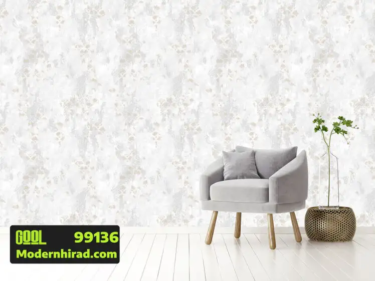 کاغذدیواری سفید طرح داماسک محو خاکی 99136 __ مدرن هیراد وارد کننده کاغذ دیواری قابل شستشو
