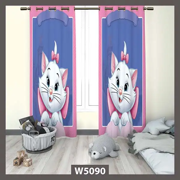 پرده دخترانه گربه کارتونی کد W5090