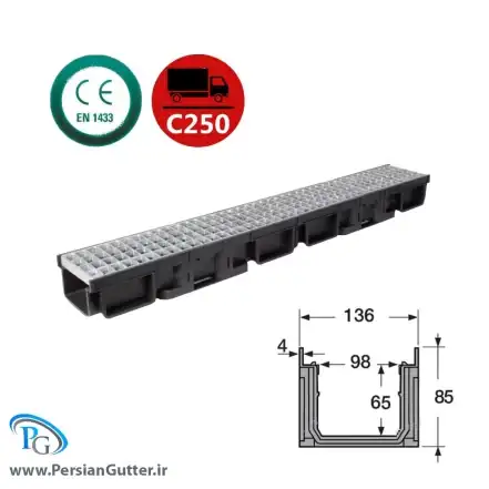 گاتر گالوانیزه شیاری 8.5*13.4 سانتی متر__ انواع گاتر در پرشین گاتر