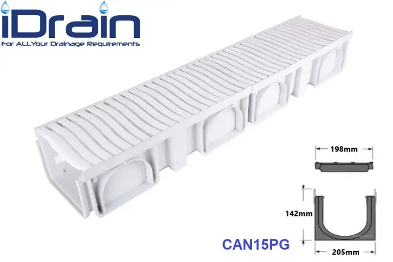 گاتر با گریل استخری مدل CAN15PG __ گروه ایران درین تولید کانال پیش ساخته وگریتینگ