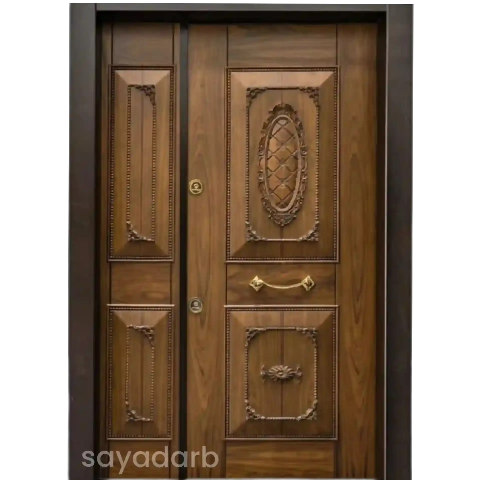 درب ضد سرقت گردویی یک و نیم لنگه قوی کد 190