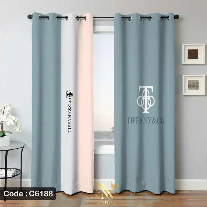 پرده مینیمال رنگ پاستیلی Tiffany مدل پانچ C6188 __ پرده نیکونگار، مرجع تخصصی خرید پرده