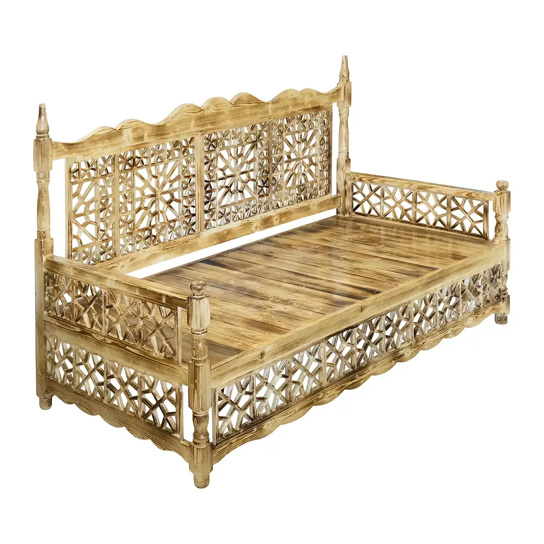 تخت سنتی طرح سلطنتی رنگ چوب سوخته چوب روسی