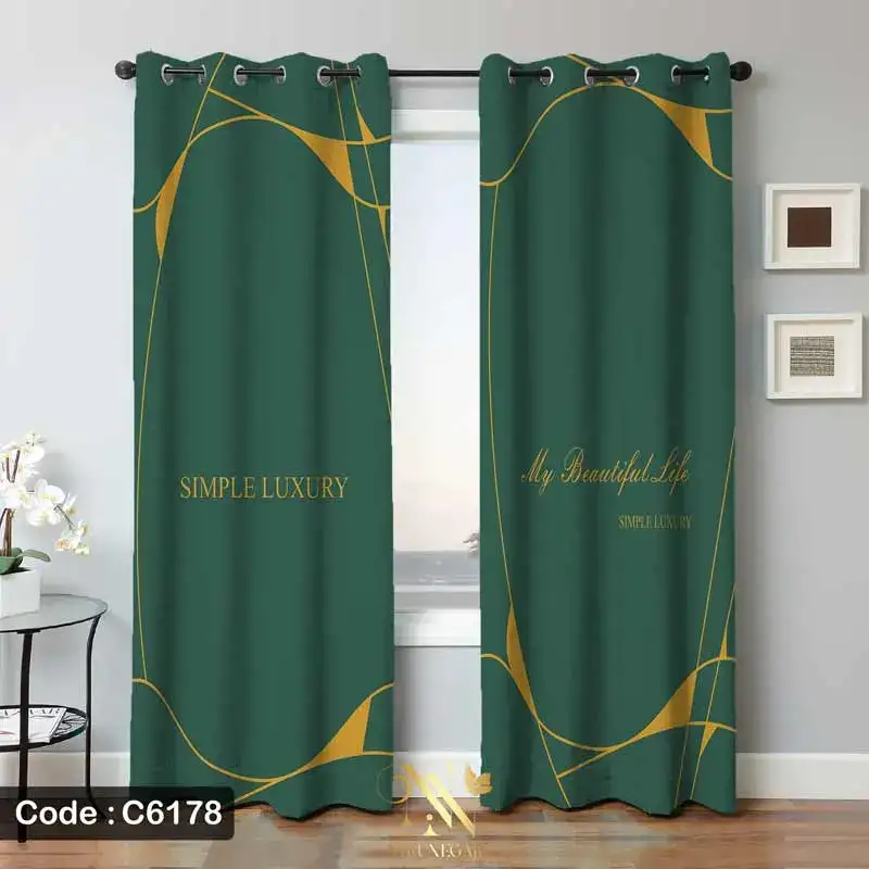 پرده مینیمال سبز طرح Simple Luxury مدل پانچ C6178 __ پرده نیکونگار، مرجع تخصصی خرید پرده