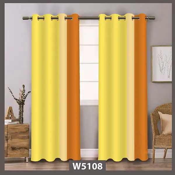 پرده چاپی زرد نارنجی کد W5108