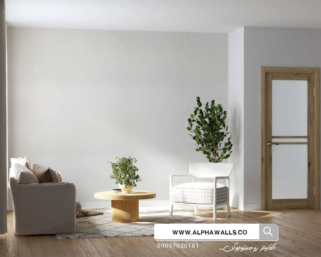 کاغذ دیواری سفید طرح هندسی آینه ای طوسی