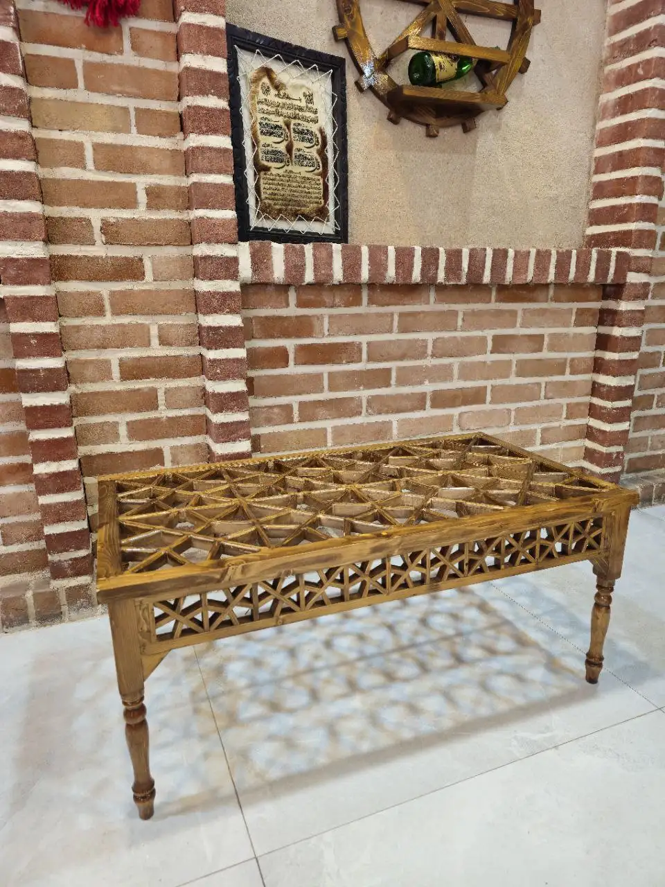 میز جلو مبلی سنتی فندقی سایز 1 در 0.5
