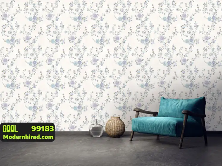 کاغذدیواری گلدار بنفش و آبی با گل ریز و درشت 99183 __ مدرن هیراد وارد کننده کاغذ دیواری قابل شستشو