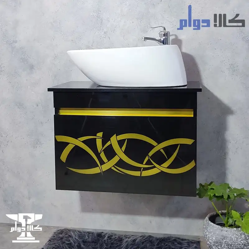 روشویی کابینتی مشکی طلایی