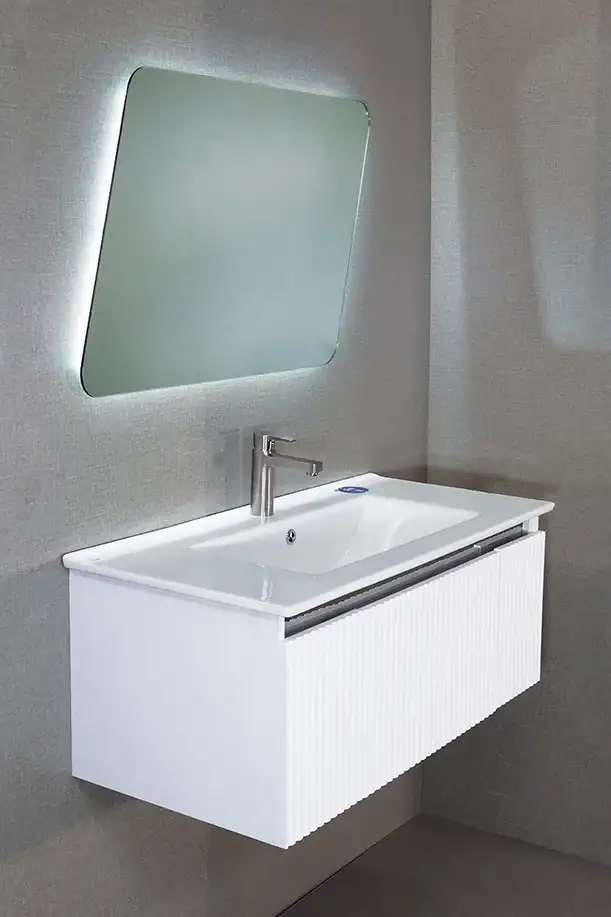 روشویی کابینتی فلت آینه لمسی مورب کد 05