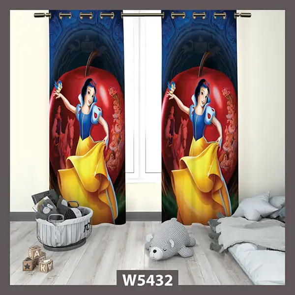 پرده چاپی دخترانه طرح سیندرلا کد W5432