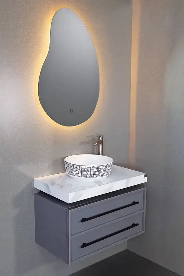 روشویی کابینتی PVC کلکته خاکستری کد 11