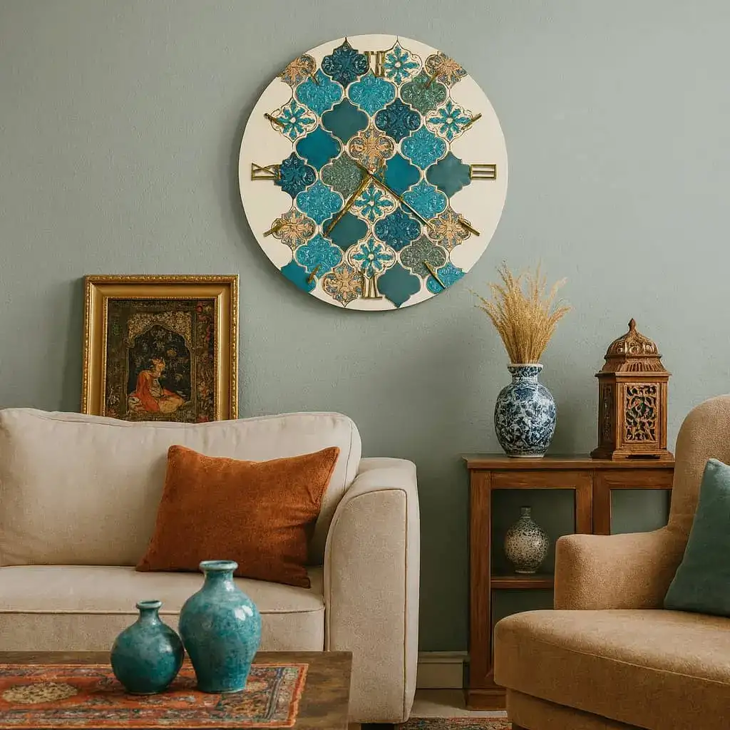 ساعت دیواری مدرن طرح اسلیمی کد CLK-36 __ نووا، تولید محصولات درخشنده